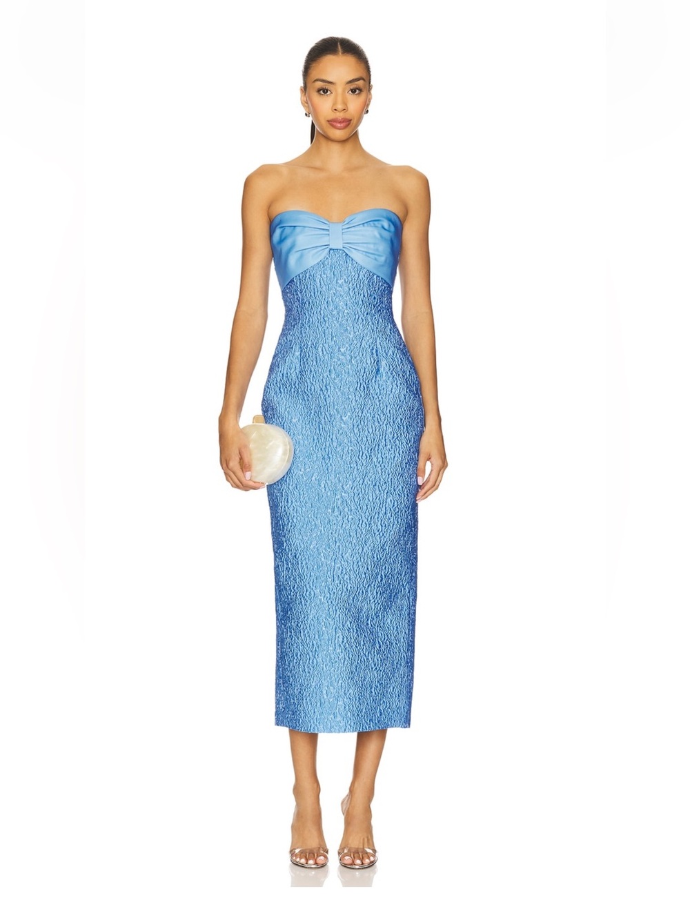 Sau Lee Blue Strapless Midi Dress